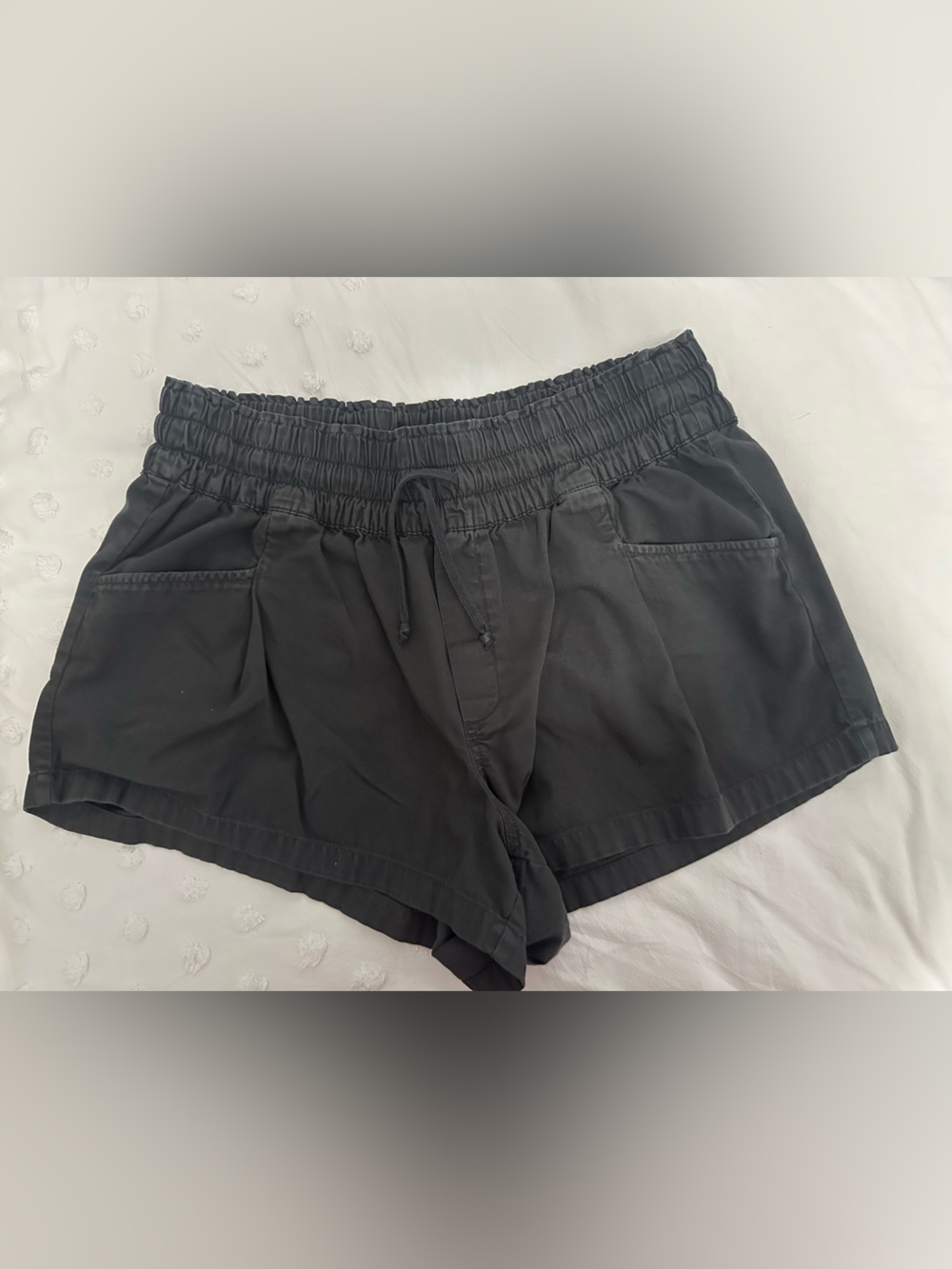 aerie Black Drawstring Elastic-Waist Athletic Shorts